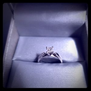 14K White Gold Solitaire Engagement Ring